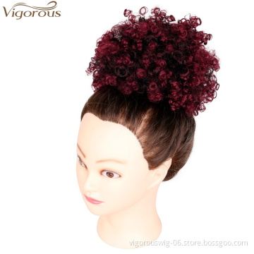 Vigorous Short Clip In on Synthetic Hair Bun Hair Pieces  Afro Kinky Pony Tail Puff Afro Curly chignon Wig Ponytail Drawstring